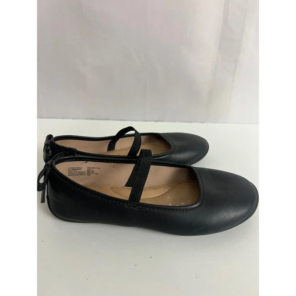 Wonder Nation Girls Black Ballet Flats Memory Foam Bow Back Shoes Size 1